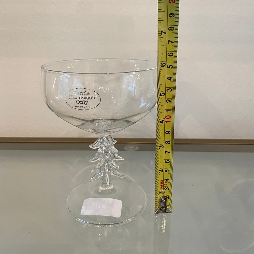 Christmas Tree Coupe Wine Glass Set of 2 Holiday Glam Barware New - Picture 9 of 10